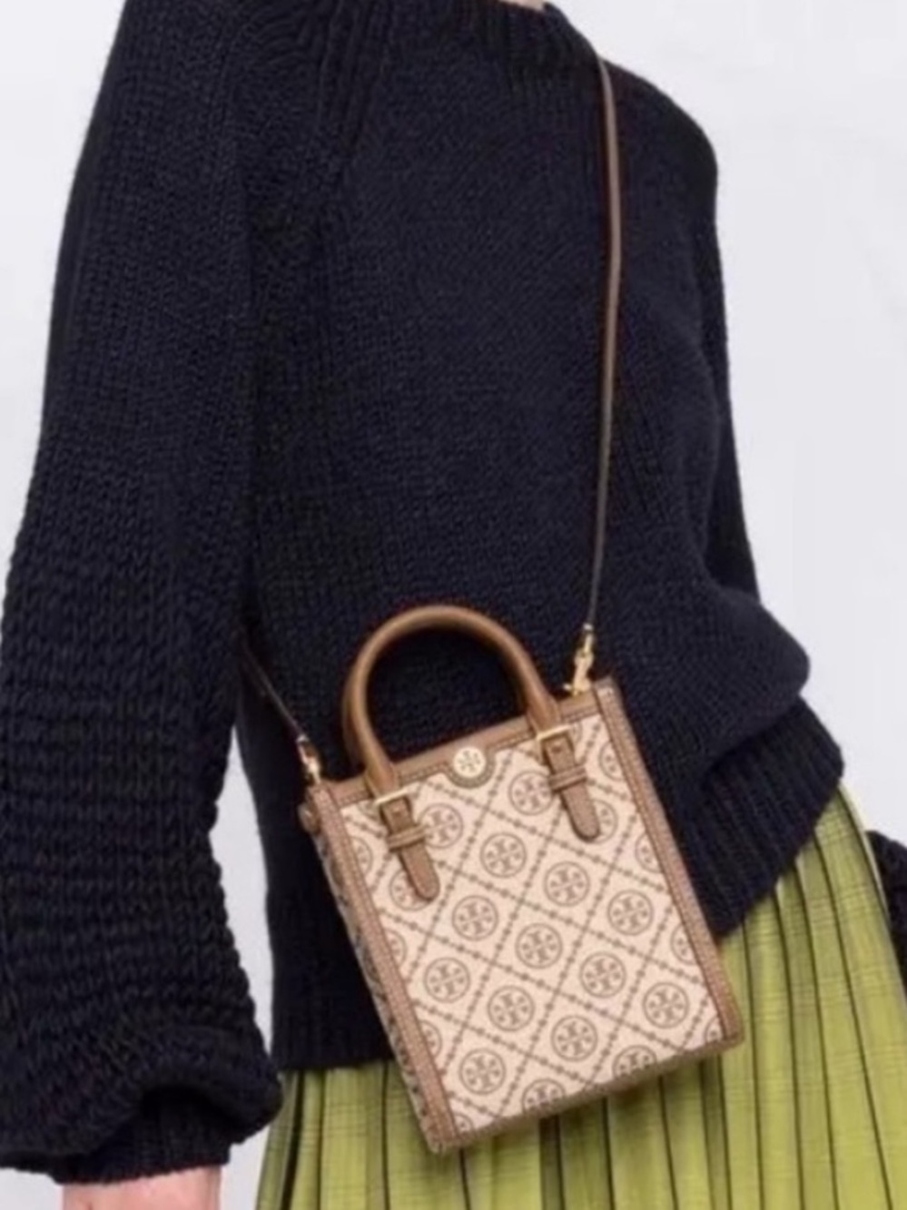 Tory Burch Jacquard Mini Tote, Light Brown, Hazel, HAZELNUT NWOT